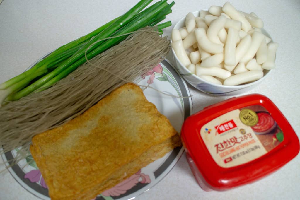 Tteokbokki or Topokki , stir fried rice cake stick, popular Korean