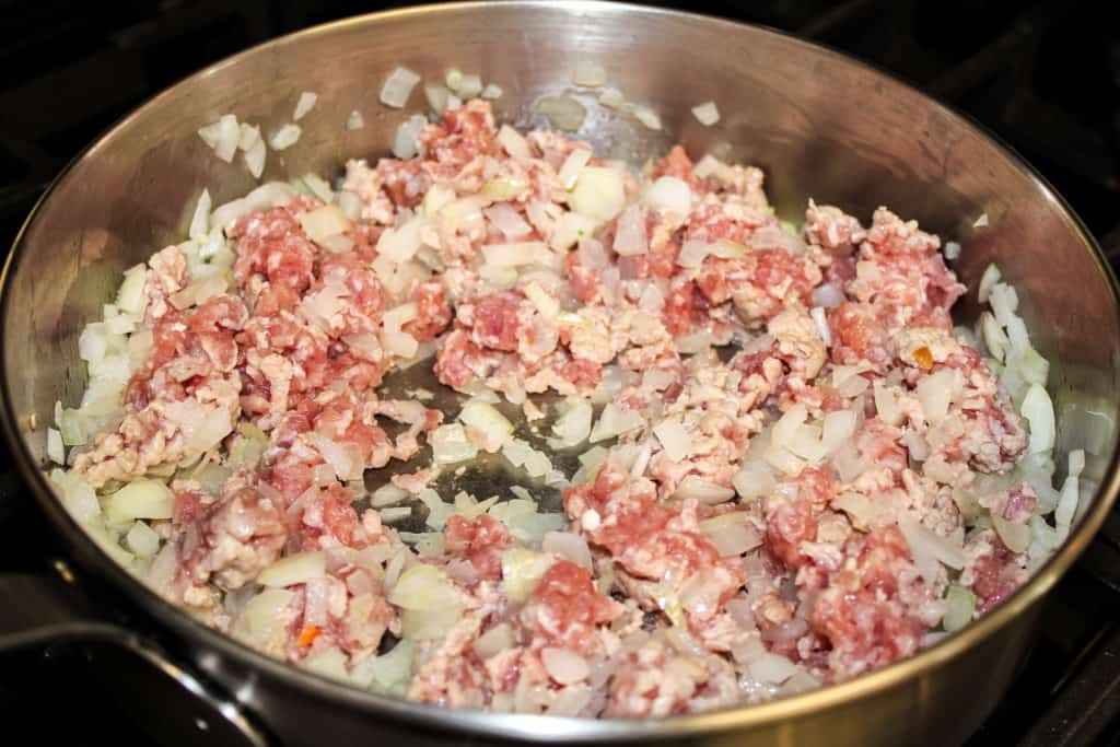 ground pork and onions for bánh đúc