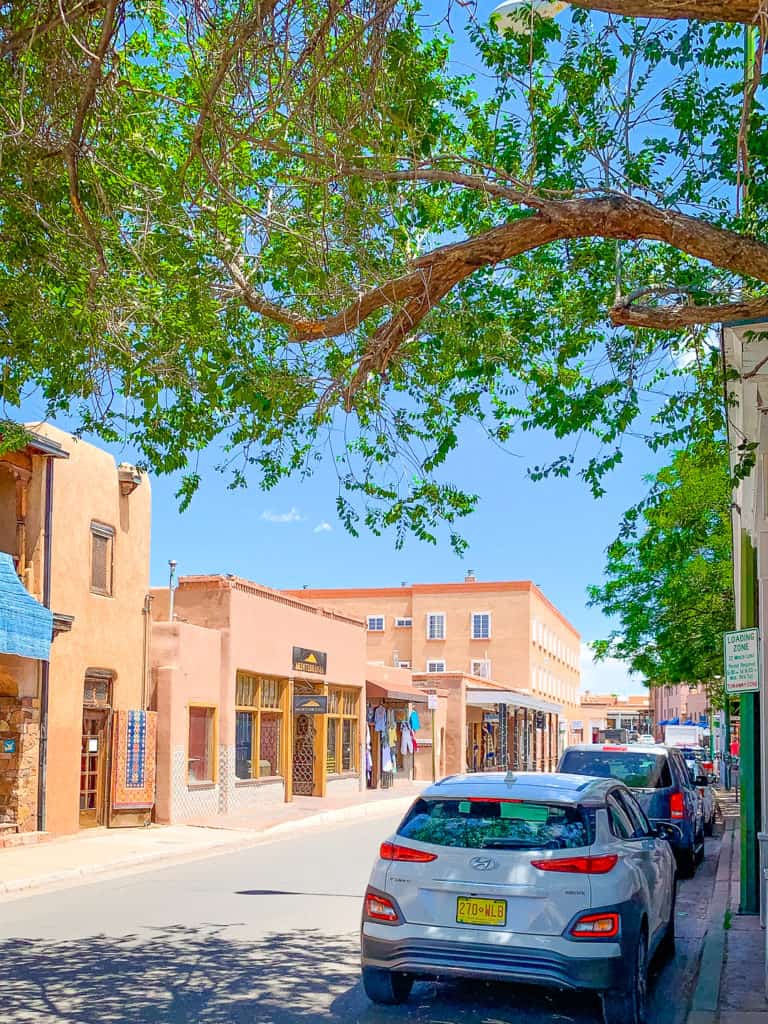 Road in Santa Fe leading to plaza