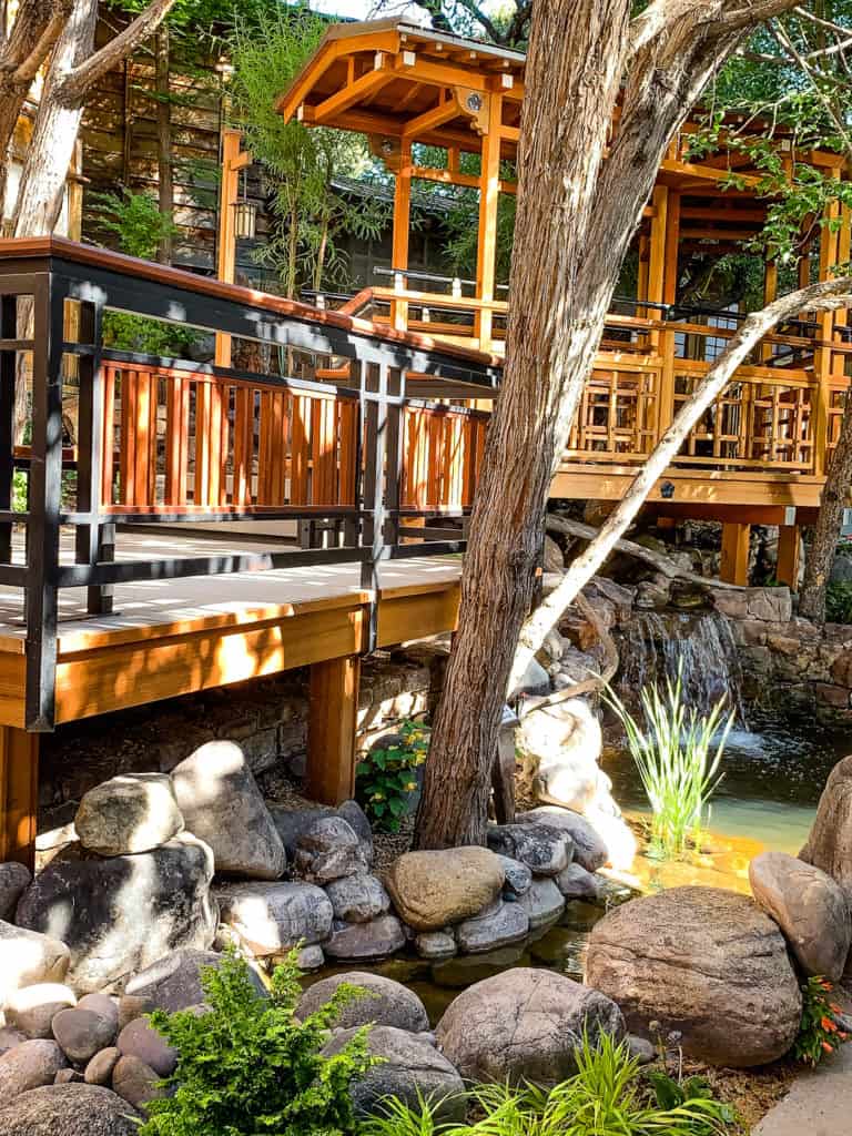 Exterior of a bathhouse at ten thousand waves spa