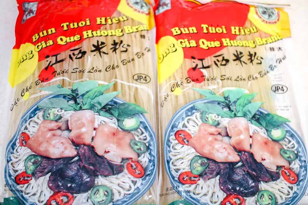 Vermicelli packets for Spicy Vietnamese Beef Noodle Soup (Bún bò Huế)